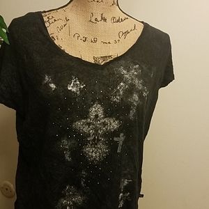 Womens light material top with crosses on it